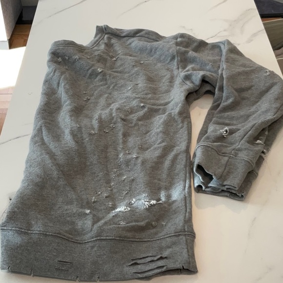 Express gray crewneck vintage sweatshirt with rips and slashes, small. - Picture 4 of 6